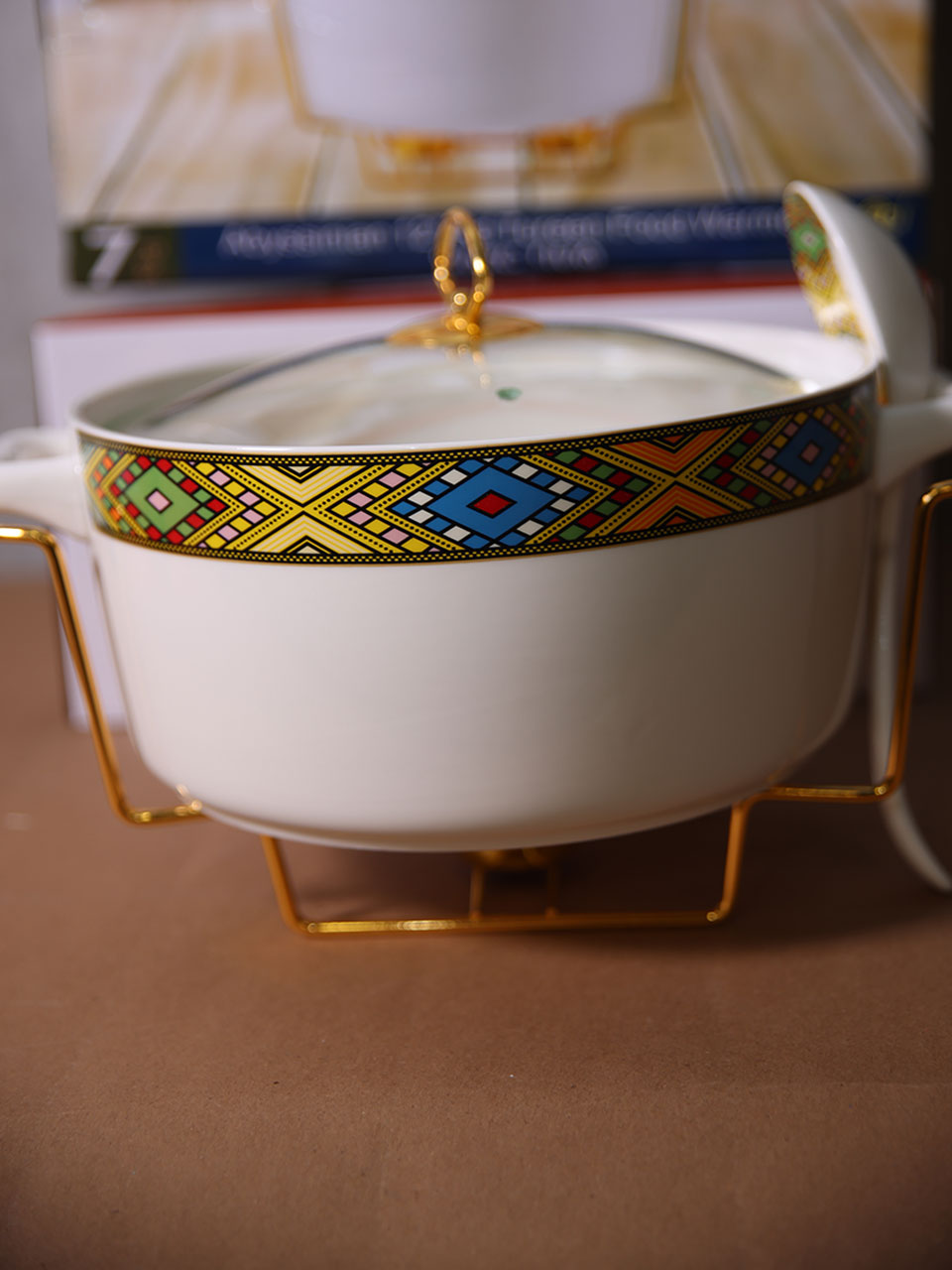 12" Round food warmer & Spoon 3.5L (የምግብ ማሞቂያ ከጭልፋ ጋር) 3.5L