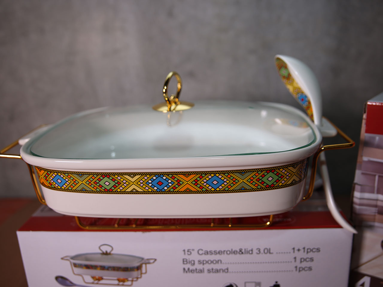 15" Rectangle food warmer & Spoon 3L (ምግብ ማሞቂያ አራት ማዕዘን ከጭልፋ ጋር ትልቅ) 3.0L