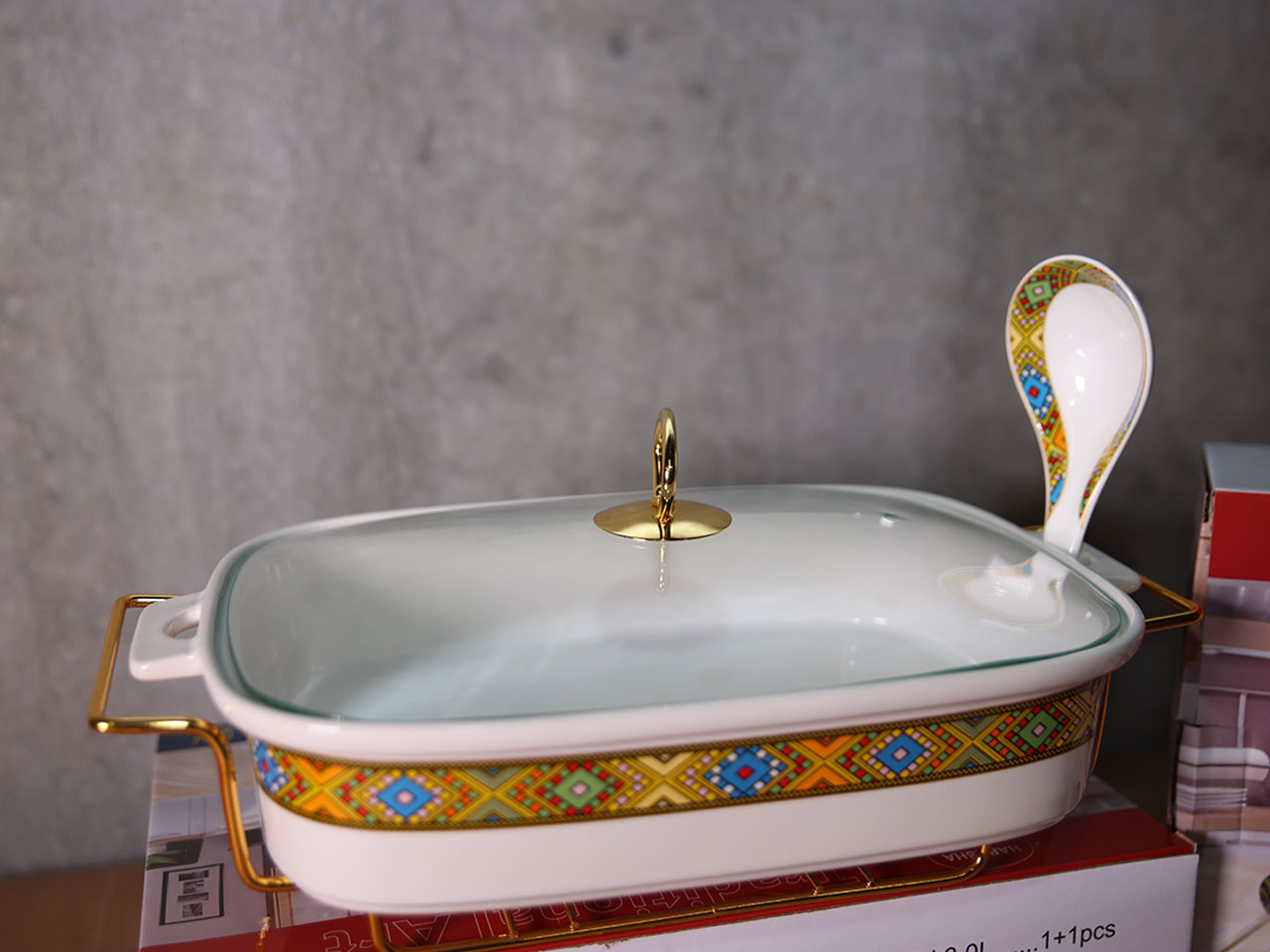 15" Rectangle food warmer & Spoon 3L (ምግብ ማሞቂያ አራት ማዕዘን ከጭልፋ ጋር ትልቅ) 3.0L
