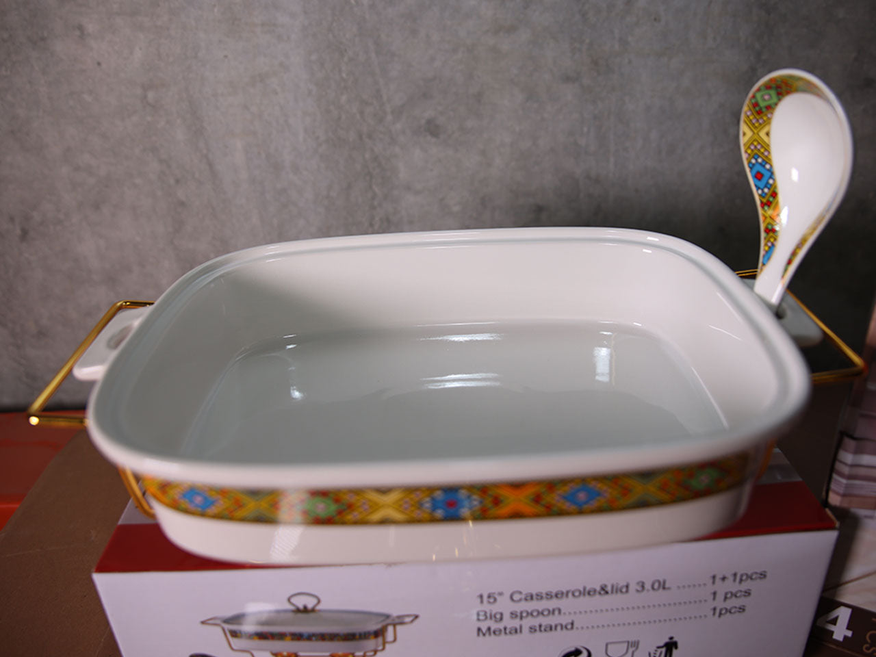 11" Rectangle food warmer & Spoon 1.5L (ምግብ ማሞቂያ አራት ማዕዘን ከጭልፋ ጋር) 1.5L