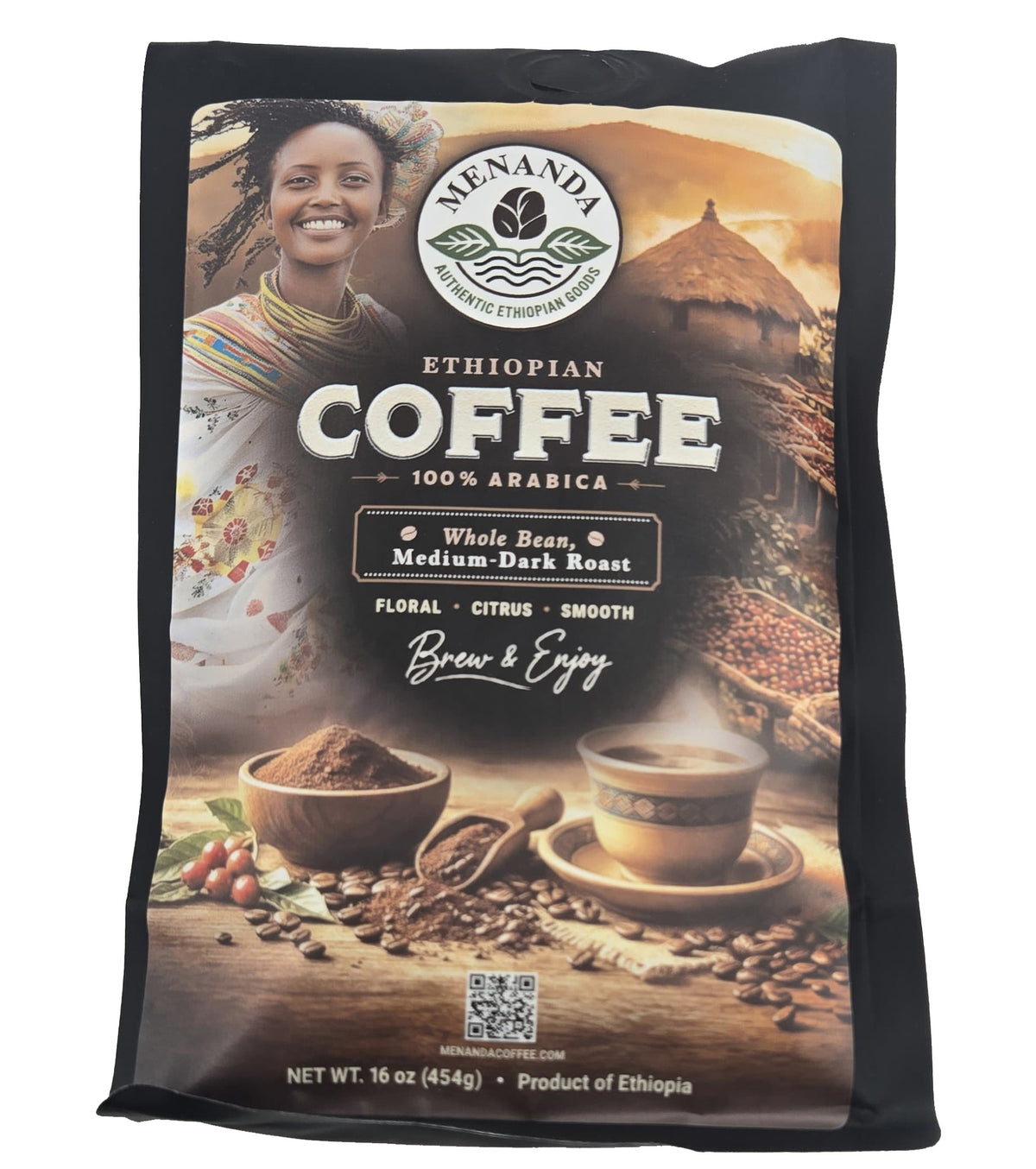 Whole Bean Medium-Dark Roast Ethiopian Coffee