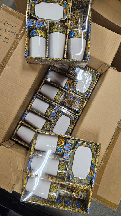 Ethiopian Traditional Pottery Toilet Set የኢትዮጵያ ባህላዊ መታጠቢያ እቃዎች ስብስብ (12set/box)