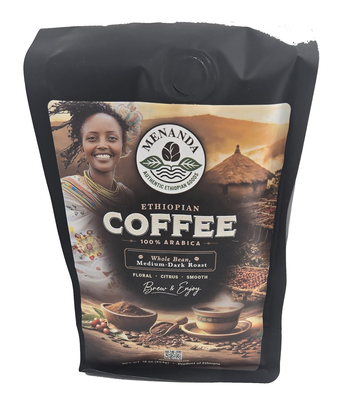 Whole Bean Medium-Dark Roast Ethiopian Coffee